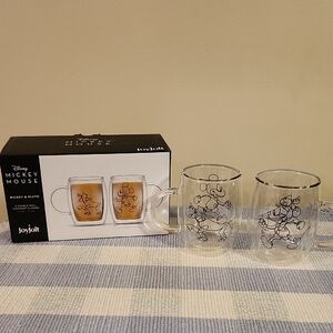 Disney JoyJolt Mickey & Pluto Espresso Glasses Duo